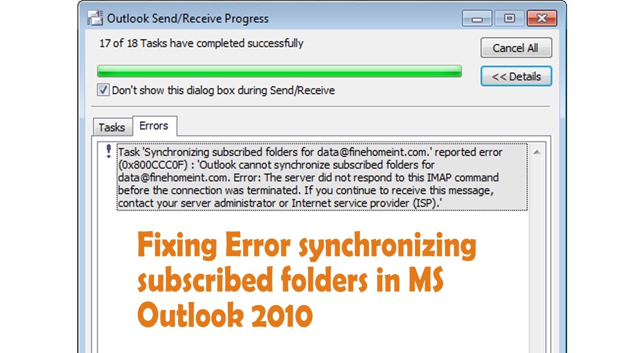 sync folders in outlook